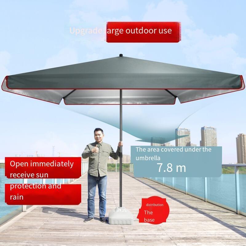 3.0 * 3.0m Sun Umbrella Sunshade Umbrella Stall Commercial Super Large Outdoor Square Umbrella Shed Courtyard Umbrella Anti Pinch Hand Gray