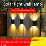 Solar Wall Lamp Household Outdoor Waterproof Courtyard Landscape Decoration Courtyard Garden Terrace Layout Atmosphere Wall Washing Lamp 8 Warm Lights