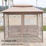 Garden Rocking Chair Iron Double Balcony Swing Courtyard Outdoor Roman Swing Hammock Upgrade Top Reinforced Tent 2 Round Pillows 3 Throw Pillows