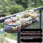 Balcony Railing Flower Rack Hanging Rack Iron Guardrail Hanging Type Flower Pot Storage Hanging Rack Balcony Fleshy Flower Rack Indoor Oval 150 * 20 * 12cm Black