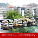 Balcony Railing Flower Rack Hanging Rack Iron Guardrail Hanging Type Flower Pot Storage Hanging Rack Balcony Fleshy Flower Rack Indoor Oval 150 * 20 * 12cm Black