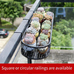 Balcony Railing Flower Rack Hanging Rack Iron Guardrail Hanging Type Flower Pot Storage Hanging Rack Balcony Fleshy Flower Rack Indoor Oval 150 * 20 * 12cm Black