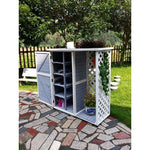 Outdoor Large Mop Storage Cabinet Tool Cabinet Glove Box Multifunctional Rain Proof Solid Wood Courtyard Garden Balcony Cabinet Gray 7 Grid