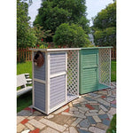 Outdoor Large Mop Storage Cabinet Tool Cabinet Glove Box Multifunctional Rain Proof Solid Wood Courtyard Garden Balcony Cabinet Gray 7 Grid