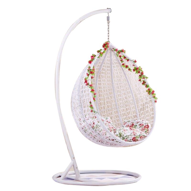 Net Red Hanging Basket Rattan Chair Balcony  Outdoor Dormitory Cradle Chair Leisure Hammock Adult Rocking Chair Reclining Chair White