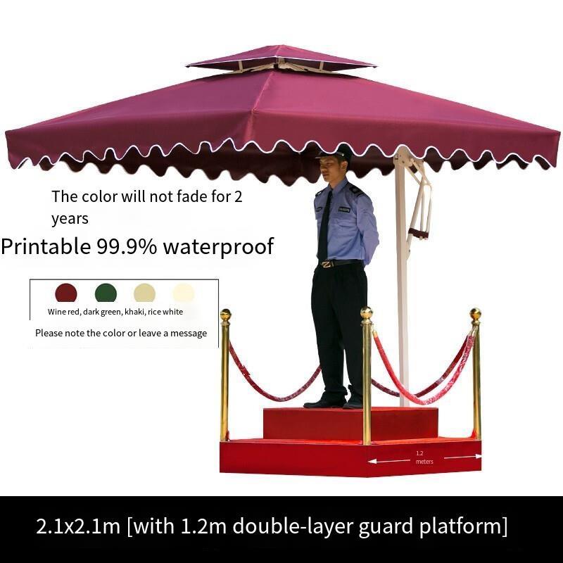 Sun Umbrella Outdoor Sentry Box Sunshade Umbrella Outdoor Sunshade Courtyard Umbrella Platform Square 2.1 M With 1.2 M Double-layer Guard Platform