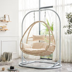 Hanging Basket Rattan Chair Indoor Swing Rocking Chair Hanging Chair Balcony Leisure Rocking Chair Lazy Net Red Bird's Nest Hanging Blue Chair Beige