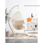 Hanging Basket Rattan Chair Household Lazy Hammock Indoor Balcony Leisure Hanging Basket Chair Bird's Nest Hanging Chair Bamboo Basket White