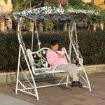 White Double Swing Basket Iron Indoor Household Outdoor Courtyard Garden Balcony Rocking Chair White Swing