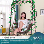 Indoor Cradle Chair Hammock Bedroom Balcony Leisure Bird's Nest Hanging Orchid Rocking Chair Courtyard Swing White Swing + Cushion + Carpet