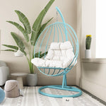 Hanging Basket Hanging Chair Family Iron Swing Indoor Balcony Outdoor Net Red Bird's Nest Lazy Cradle Chair Hanging Bed Lake Blue