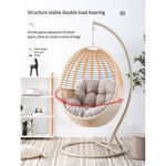 Hanging Basket Rattan Chair Single Swing Household Lazy Hammock Indoor Balcony Leisure Rocking Chair Bird's Nest Hanging Chair Bamboo Basket White