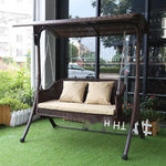 Outdoor Swing Double Rocking Chair Courtyard Basket Cane Chair Balcony Household Hanging Chair Iron Swing Chair Hammock Double Pillow Cushion