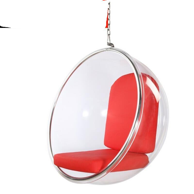 Nordic Wind Net Red Glass Ball Transparent Bubble Chair Hemispherical Hanging Chair Space Chair Acrylic Hanging Basket High Transparent Seat Round