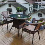 Rattan Chair Tea Table Three Piece Set Balcony Table And Chair Household Leisure Rattan Weaving Table And Chair Square Table + 2 Chairs Thickened