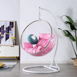 Hanging Chair Indoor Net Red Bubble Chair Space Acrylic Transparent Swing Lazy Balcony Hemisphere Creative Cradle Suspender With Pink Pad