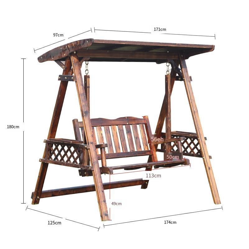 Wooden Solid Wood Swing Chair Outdoor Garden Yard Rocking Chair Antiseptic Wood Hanging Chair Hammock Swing With Ceiling Luxury Swing