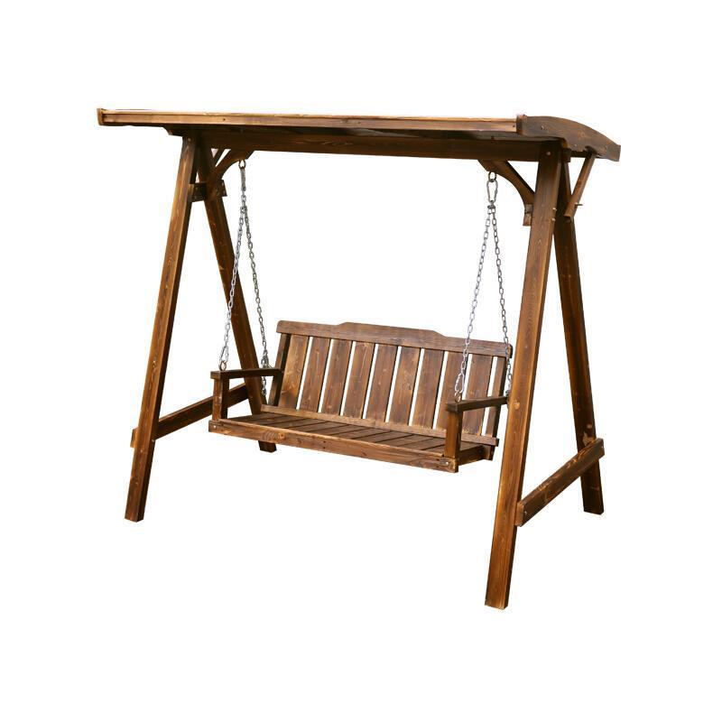 Rocking Chair Solid Wood Rocking Chair Terrace Antiseptic Wood Swing Double Hanging Chair Thickened Luxury Hanging Chair Swing (with Ceiling)