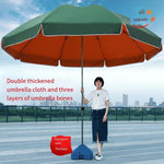 Sun Umbrella Large Outdoor Stall Large Courtyard Umbrella Advertising Round Umbrella Canopy Folding Blue Double Layer 2.08m Under The Umbrella