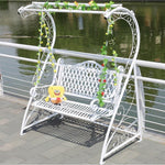 Outdoor Double Swing Chair Children's Swing Hanging Chair Courtyard Adult Cradle White Vertical Grain Iron