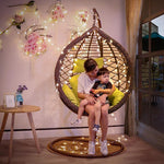 Hanging Basket Chair Indoor Swing Hanging Orchid Chair Rattan Chair Balcony Leisure Chair [striped White With Armrest]