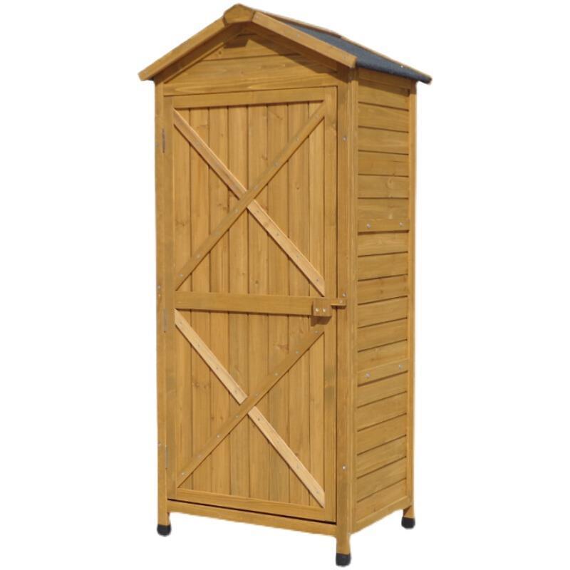 Outdoor Garden Tool Room Courtyard Tool Room Outdoor Storage Cabinet Waterproof Sunscreen Multifunctional Toolbox Balcony Locker Log Color 3 Grid