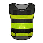 Black Mesh Reflective Vest Shoulder Velcro Safety Vest with Yellow Reflective Stripes for Construction Night Working Riding Running