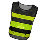 Black Mesh Reflective Vest Shoulder Velcro Safety Vest with Yellow Reflective Stripes for Construction Night Working Riding Running