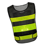 Black Mesh Reflective Vest Shoulder Velcro Safety Vest with Yellow Reflective Stripes for Construction Night Working Riding Running