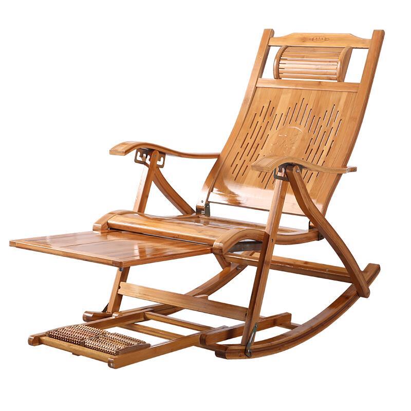 Bamboo Rocking Chair Elderly Rocking Chair Summer Cane Chair Balcony Lunch Break Chair  Winter And Summer Dual Purpose Nap Chair Folding Chair