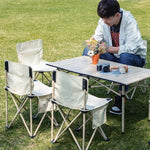 Outdoor Folding Table And Chair Set Portable Outdoor Self Driving Travel Barbecue Camping Car Aluminum Alloy Ultra Light Back Chair 5-piece Set