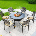 Courtyard Tables And Chairs Rain Proof Sun Proof Anti-corrosion Cast Aluminum Outdoor Courtyard Tables And Chairs Combination Outdoor 6 Chairs 1 Table