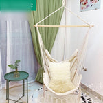 Canvas Stick Tassel Hanging Chair Indoor Balcony Swing Single Hanging Orchid Rocking Chair Cradle Ceiling Set (excluding Pillow)