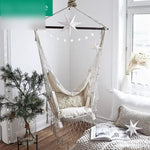 Canvas Stick Tassel Hanging Chair Indoor Balcony Swing Single Hanging Orchid Rocking Chair Cradle Ceiling Set (excluding Pillow)