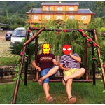 Outdoor Wooden Rocking Chair Hanging Chair Carbonized Anticorrosive Rocking Chair Small Swing Without Flower And Rattan (two Adults)