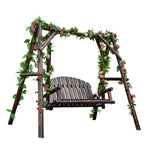 Outdoor Wooden Rocking Chair Hanging Chair Carbonized Anticorrosive Rocking Chair Small Swing Without Flower And Rattan (two Adults)