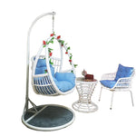 Balcony Hanging Basket Rattan Chair Swing Cradle Hanging Chair Indoor Table And Chair Leisure Furniture Space Basket White Single Person + Tea Table + Leisure Chair