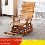 Bamboo Rocking Chair Reclining Chair Folding Balcony Rattan Woven Solid Wood Chair Thickened Brown Rocking Chair Brown Cushion