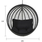 Outdoor Balcony Hanging Basket Homestay Indoor Swing Chair Household Single Rattan Cradle Black Hanging Style (+ Cushion + Pillow)