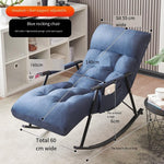 Home Back Balcony Rocking Chair Nordic Adult Chair Lunch Break Casual Chair Blue (headrest + Pedal Back Adjustable)