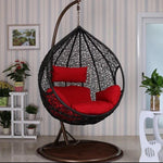 Hanging Basket Rattan Chair Bird's Nest Hanging Chair Balcony Outdoor Swing Lazy Bedroom Drop Cradle Chair Single With Armrest (black)