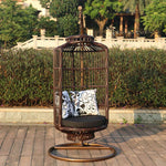 Outdoor Swing Balcony Basket Rattan Chair Outdoor Courtyard Rattan Hanging Chair Creative Birdcage Rocking Chair Swing Indoor Household Thick Bar