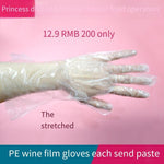 200 Pieces Disposable Thin PE Gloves Extended Care Gloves Food Inspection Lobster Hand Film Gloves M
