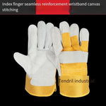 10 Pairs Short Cow Leather Welding Gloves Two Layer Cow Leather Welding Welder's Special Anti Scalding Wear Resistant Heat Insulation Labor Protection Gloves Palm