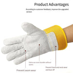 Welding Gloves Cowhide Welder Anti Scalding Labor Gloves Soft Wear-Resistant Protection Gloves for High Temperature Welding