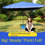 Sunshade Big Outdoor Stall Big Umbrella Sun Umbrella Big Umbrella Courtyard Umbrella Sunscreen Rainproof Business Side Umbrella Double Layer Dark Blue 2m * 2m