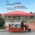 Sunshade Outdoor Stall Strong Big Square Umbrella Business Umbrella Large Ground Stall Sunshade 2.5x2.9 Red Silver Glue (four Bones)