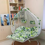 Hanging Chair Hanging Basket Rattan Chair Household Indoor Rocking Chair Basket Chair Swing Hanging Blue Chair Coffee Color  [with Comfortable Foot]