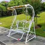 Outdoor Swing Indoor Hanging Basket Iron Hanging Chair White Outdoor Cradle Courtyard Balcony White Lattice + Pedal + Awning With Chain