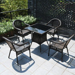 Outdoor Courtyard Table And Chair Combination Balcony Rattan Three Piece Set Modern Simple Home Stay Rattan Chair Resort Courtyard Teahouse PE Imitation Leisure Combination 2 High Back Chairs + 64 Storage Table